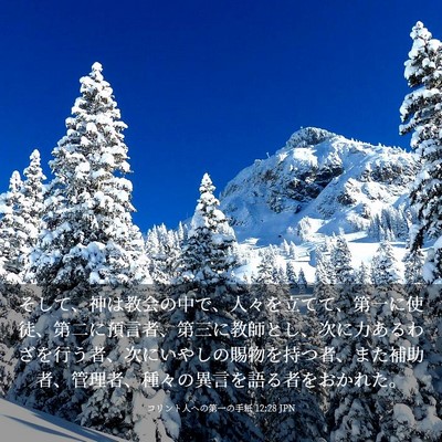 Picture 03 - コリント人への第一の手紙 12:28 JPN - そして、神は教会の中で、人々を立 - Bible Verse Picture