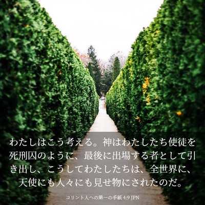Picture 03 - コリント人への第一の手紙 4:9 JPN - わたしはこう考える。神はわたした - Bible Verse Picture