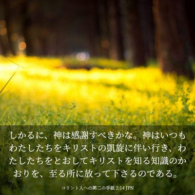 Picture 03 - コリント人への第二の手紙 2:14 JPN - しかるに、神は感謝すべきかな。神 - Bible Verse Picture