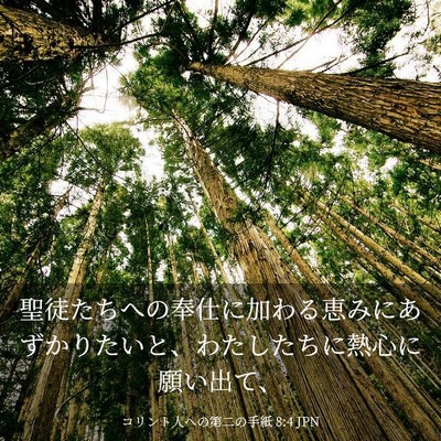 Picture 03 - コリント人への第二の手紙 8:4 JPN - 聖徒たちへの奉仕に加わる恵みにあ - Bible Verse Picture