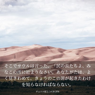 Picture 03 - サムエル記上 14:38 JPN - そこでサウルは言った、「民の長た - Bible Verse Picture