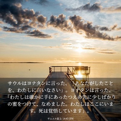 Picture 03 - サムエル記上 14:43 JPN - サウルはヨナタンに言った、「あな - Bible Verse Picture
