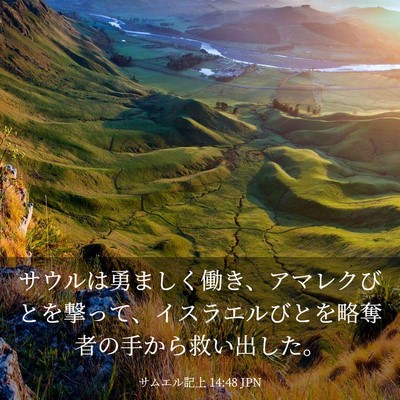Picture 03 - サムエル記上 14:48 JPN - サウルは勇ましく働き、アマレクび - Bible Verse Picture