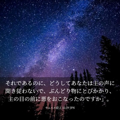 Picture 03 - サムエル記上 15:19 JPN - それであるのに、どうしてあなたは - Bible Verse Picture