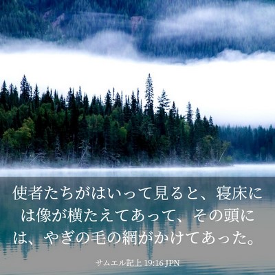 Picture 03 - サムエル記上 19:16 JPN - 使者たちがはいって見ると、寝床に - Bible Verse Picture