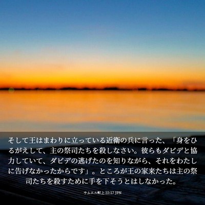 Picture 03 - サムエル記上 22:17 JPN - そして王はまわりに立っている近衛 - Bible Verse Picture