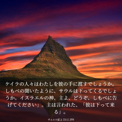 Picture 03 - サムエル記上 23:11 JPN - ケイラの人々はわたしを彼の手に渡 - Bible Verse Picture