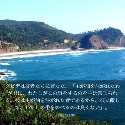 Picture 03 - サムエル記上 24:6 JPN - ダビデは従者たちに言った、「主が - Bible Verse Picture