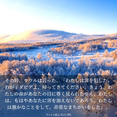 Picture 03 - サムエル記上 26:21 JPN - その時、サウルは言った、「わたし - Bible Verse Picture
