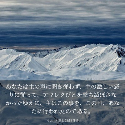 Picture 03 - サムエル記上 28:18 JPN - あなたは主の声に聞き従わず、主の - Bible Verse Picture