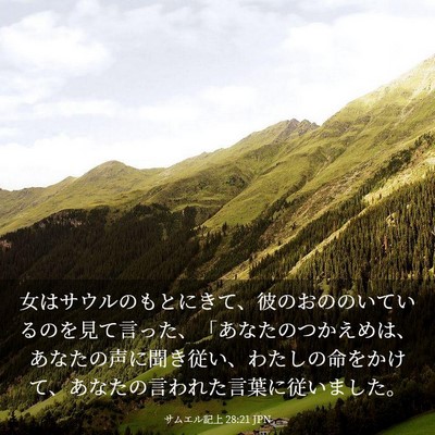 Picture 03 - サムエル記上 28:21 JPN - 女はサウルのもとにきて、彼のおの - Bible Verse Picture