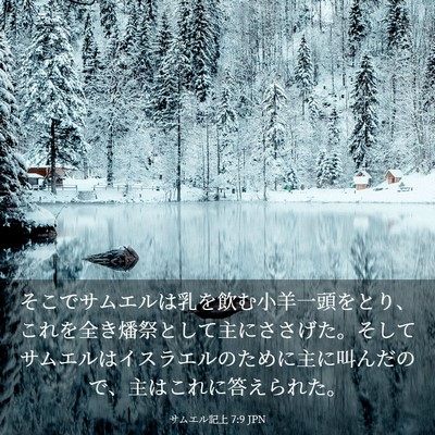 Picture 03 - サムエル記上 7:9 JPN - そこでサムエルは乳を飲む小羊一頭 - Bible Verse Picture