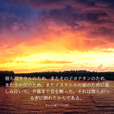 Picture 03 - サムエル記下 1:12 JPN - 彼らはサウルのため、またその子ヨ - Bible Verse Picture
