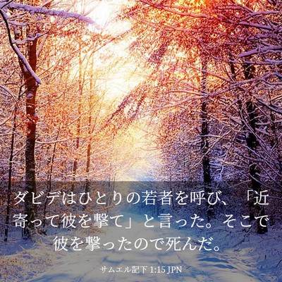 Picture 03 - サムエル記下 1:15 JPN - ダビデはひとりの若者を呼び、「近 - Bible Verse Picture