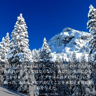 Picture 03 - サムエル記下 13:25 JPN - 王はアブサロムに言った、「いいえ - Bible Verse Picture