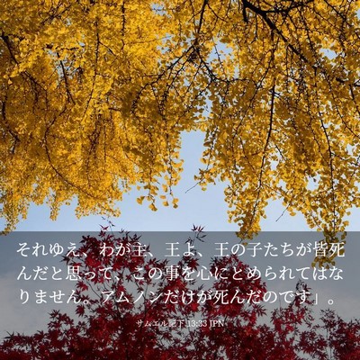 Picture 03 - サムエル記下 13:33 JPN - それゆえ、わが主、王よ、王の子た - Bible Verse Picture