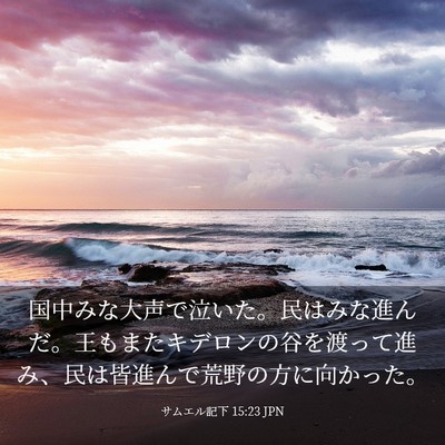 Picture 03 - サムエル記下 15:23 JPN - 国中みな大声で泣いた。民はみな進 - Bible Verse Picture