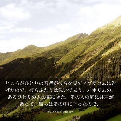 Picture 03 - サムエル記下 17:18 JPN - ところがひとりの若者が彼らを見て - Bible Verse Picture