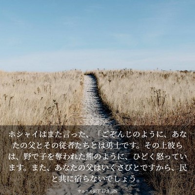 Picture 03 - サムエル記下 17:8 JPN - ホシャイはまた言った、「ごぞんじ - Bible Verse Picture
