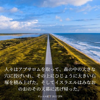 Picture 03 - サムエル記下 18:17 JPN - 人々はアブサロムを取って、森の中 - Bible Verse Picture