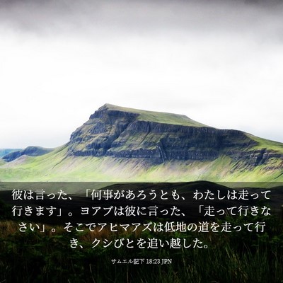 Picture 03 - サムエル記下 18:23 JPN - 彼は言った、「何事があろうとも、 - Bible Verse Picture