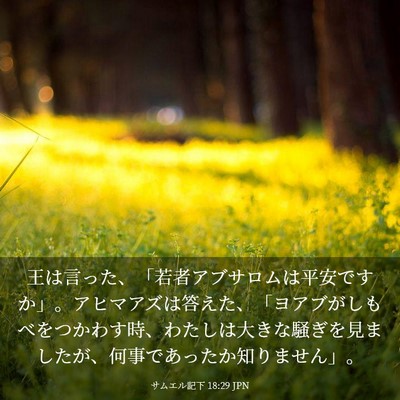 Picture 03 - サムエル記下 18:29 JPN - 王は言った、「若者アブサロムは平 - Bible Verse Picture