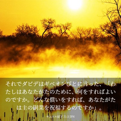 Picture 03 - サムエル記下 21:3 JPN - それでダビデはギベオンびとに言っ - Bible Verse Picture