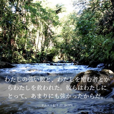 Picture 03 - サムエル記下 22:18 JPN - わたしの強い敵と、わたしを憎む者 - Bible Verse Picture