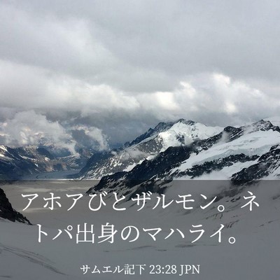 Picture 03 - サムエル記下 23:28 JPN - アホアびとザルモン。ネトパ出身の - Bible Verse Picture