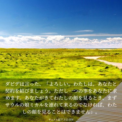 Picture 03 - サムエル記下 3:13 JPN - ダビデは言った、「よろしい。わた - Bible Verse Picture