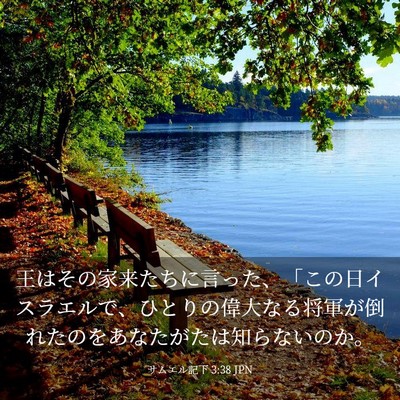 Picture 03 - サムエル記下 3:38 JPN - 王はその家来たちに言った、「この - Bible Verse Picture