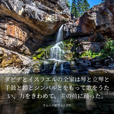 Picture 03 - サムエル記下 6:5 JPN - ダビデとイスラエルの全家は琴と立 - Bible Verse Picture