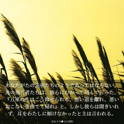 Picture 03 - ゼカリヤ書 1:4 JPN - あなたがたの先祖たちのようであっ - Bible Verse Picture