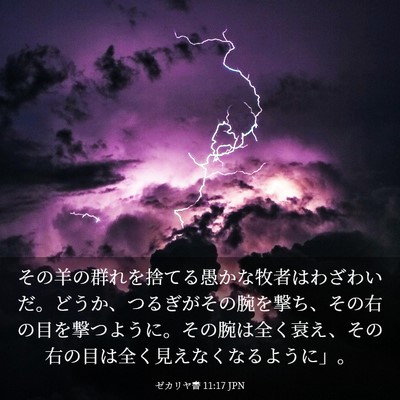Picture 03 - ゼカリヤ書 11:17 JPN - その羊の群れを捨てる愚かな牧者は - Bible Verse Picture