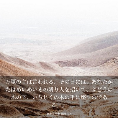 Picture 03 - ゼカリヤ書 3:10 JPN - 万軍の主は言われる、その日には、 - Bible Verse Picture