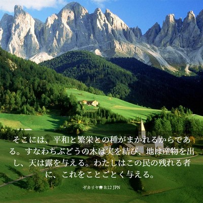 Picture 03 - ゼカリヤ書 8:12 JPN - そこには、平和と繁栄との種がまか - Bible Verse Picture