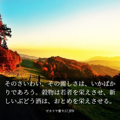 Picture 03 - ゼカリヤ書 9:17 JPN - そのさいわい、その麗しさは、いか - Bible Verse Picture