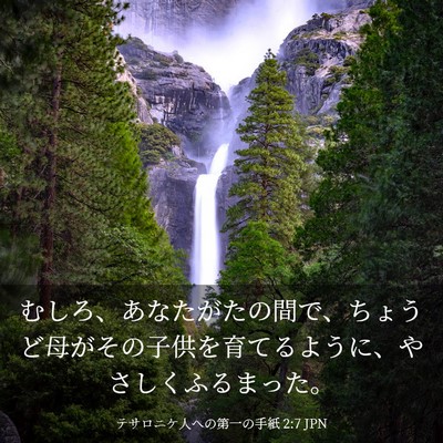Picture 03 - テサロニケ人への第一の手紙 2:7 JPN - むしろ、あなたがたの間で、ちょう - Bible Verse Picture