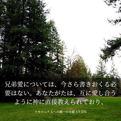 Picture 03 - テサロニケ人への第一の手紙 4:9 JPN - 兄弟愛については、今さら書きおく - Bible Verse Picture