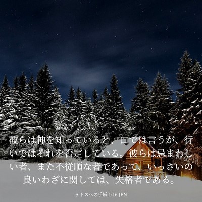 Picture 03 - テトスヘの手紙 1:16 JPN - 彼らは神を知っていると、口では言 - Bible Verse Picture