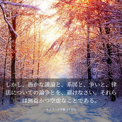 Picture 03 - テトスヘの手紙 3:9 JPN - しかし、愚かな議論と、系図と、争 - Bible Verse Picture