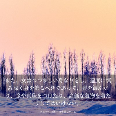 Picture 03 - テモテヘの第一の手紙 2:9 JPN - また、女はつつましい身なりをし、 - Bible Verse Picture