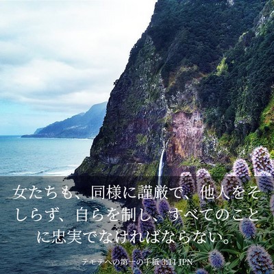 Picture 03 - テモテヘの第一の手紙 3:11 JPN - 女たちも、同様に謹厳で、他人をそ - Bible Verse Picture