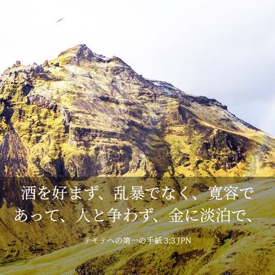 Picture 03 - テモテヘの第一の手紙 3:3 JPN - 酒を好まず、乱暴でなく、寛容であ - Bible Verse Picture