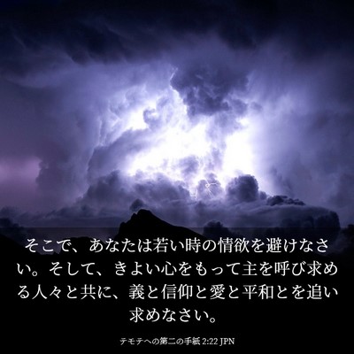 Picture 03 - テモテヘの第二の手紙 2:22 JPN - そこで、あなたは若い時の情欲を避 - Bible Verse Picture