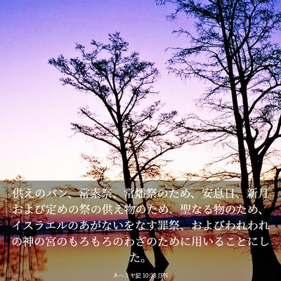 Picture 03 - ネヘミヤ記 10:33 JPN - 供えのパン、常素祭、常燔祭のため - Bible Verse Picture