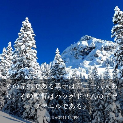 Picture 03 - ネヘミヤ記 11:14 JPN - その兄弟である勇士は百二十八人あ - Bible Verse Picture