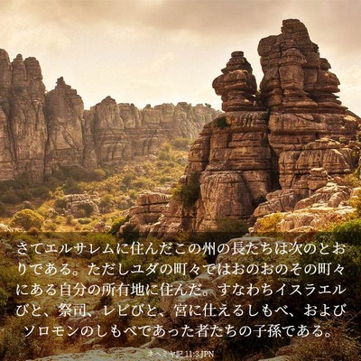Picture 03 - ネヘミヤ記 11:3 JPN - さてエルサレムに住んだこの州の長 - Bible Verse Picture
