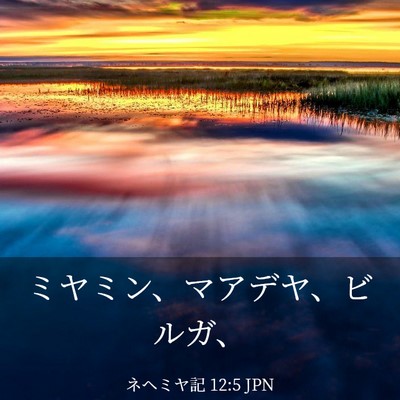 Picture 03 - ネヘミヤ記 12:5 JPN - ミヤミン、マアデヤ、ビルガ、 - Bible Verse Picture