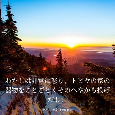 Picture 03 - ネヘミヤ記 13:8 JPN - わたしは非常に怒り、トビヤの家の - Bible Verse Picture